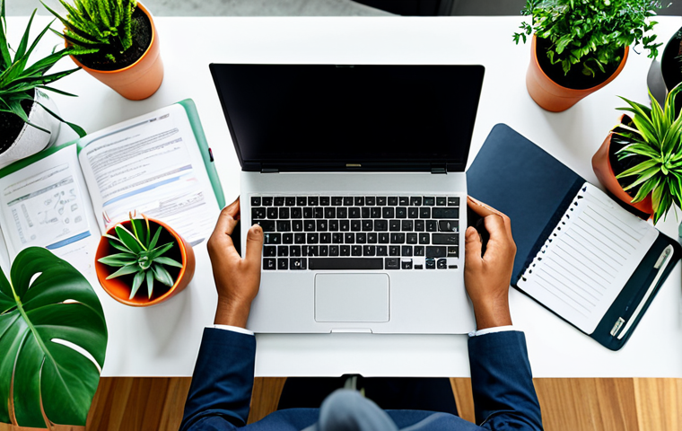 **
"A person working at a clean, organized desk with a laptop, surrounded by plants, fully clothed, appropriate attire, safe for work, depicting focus and concentration, natural lighting, modern workspace, perfect anatomy, correct proportions, professional photography, high quality, family-friendly."
**