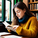 Home 5 디지털 주의력 관리의 최신 연구 동향 - Cozy Cafe Scene**
Prompt: A young woman, fully clothed in a stylish, knitted sweater and jeans, sit...